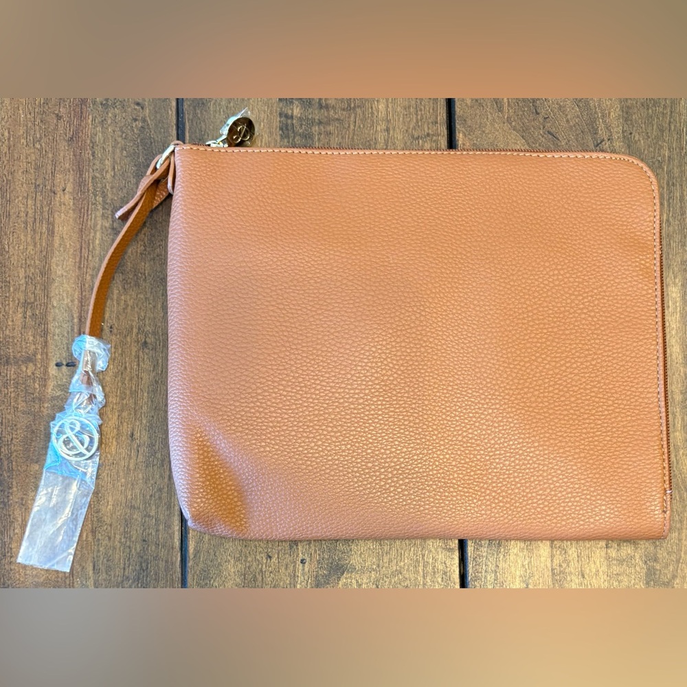 Tan Faux Leather Clutch